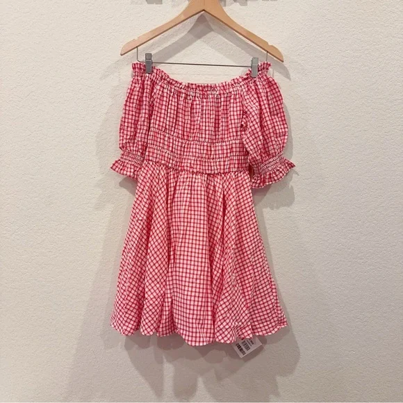 J.ING Red Plaid Off Shoulder Mini Dress Size XS NWT - Picture 10 of 14
